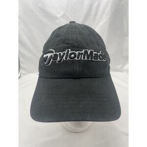 Taylormade Hat Adjustable Black Embroidered Golf Casual Cap Mens